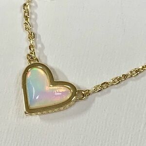 Heart Pendant Necklace & Box, Iridescent Opal | NWT Gold Tone Gift -Kendra Scott
